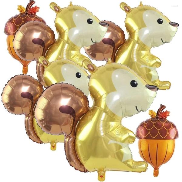 Décoration de fête 6 PCS BOODS BOODLAND ANIMAL BABE BABY Shower Giant Foil Ballons 59x58cm Squirrel Pincone Jungle Safari décorations sur le thème