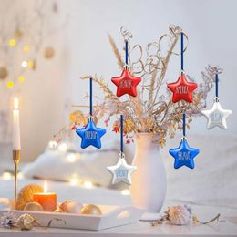 Décoration de fête 6 pièces 4 juillet étoiles suspendues ornements de Noël étoiles rouges blanches et bleues pour fournitures de vacances en plein air maison intérieure