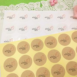 Partij Decoratie 600 Stuks 3 Cm 'Made Met' Cirkel Handgemaakte Taart Verpakking Afdichting Label Kraft Sticker Bakken Diy Gift stickers