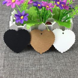 Party Decoratie 600 stks/Lot 6x6.5cm 3 kleuren Wave Heart Kraft Paper cadeau Hang Tags Bookmark Bruiloft Kerstmater Sint -jakobsschelp Label Bagage