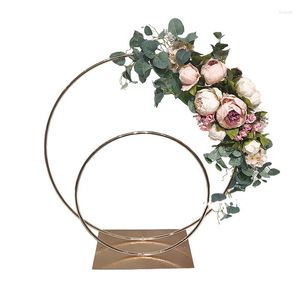 Décoration de fête 60cm rond en métal arc de mariage fleurs ballon Kit toile de fond support Table pièce maîtresse pour