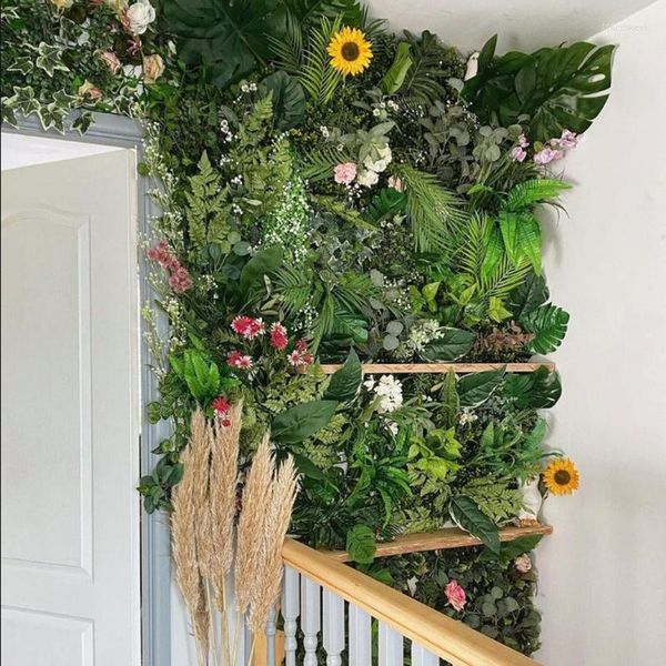 Décoration de fête 60x40cm plantes artificielles herbe mariage mur toile de fond fleurs buis haie panneaux pour intérieur extérieur jardin décor