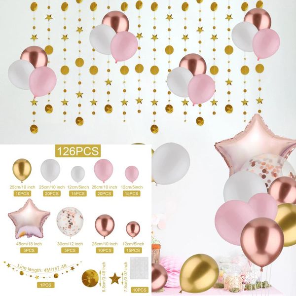 Décoration de fête 696pcs / ensemble 10 pouces Pink-P01 20pcs ballon en latex 13ft or papier carte bannière ballons clairs pour anniversaire