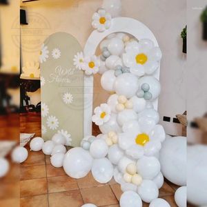 Décoration de fête 69pcs fleur blanche petite marguerite thème marcaron bleu jaune ballons en latex arc guirlande ensemble pour les décors de mariage de la Saint-Valentin