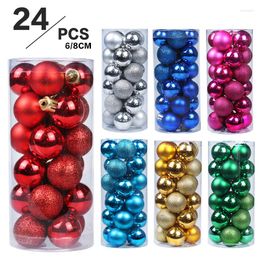 Décoration de fête 6cm / 8cm 24 PCS Boules de Noël Home Ornements d'arbre de Noël Ornement des cadeaux d'année d'ornement Navidad 2023