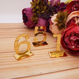 Decoración de fiesta 6 cm de altura Suministros de boda Señales de dirección Números de mesa con base rectangular para decoración de ducha de restaurante