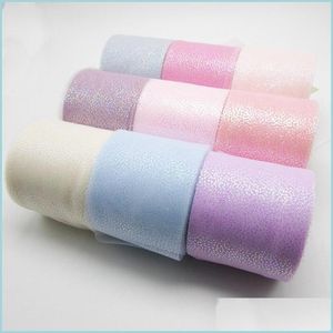 Decoración de fiesta 6Cmx25Yards Star Shiny Tle Rolls Tape Bowknot para cumpleaños Suministros de decoración de boda Baby Shower Tutu Falda Drop Bdebag Dhc9A