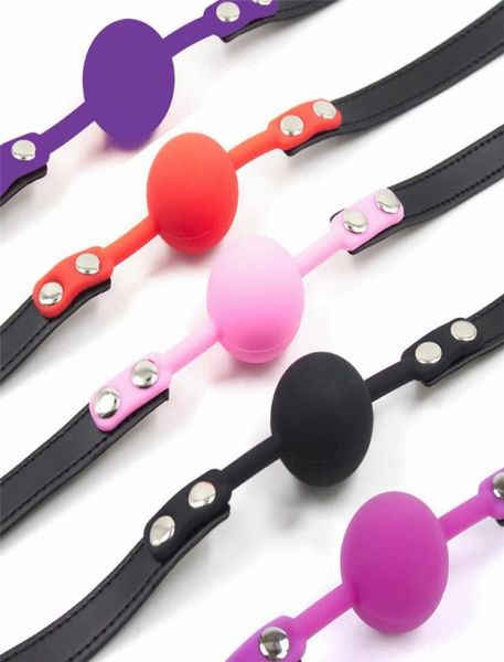 Decoración de fiestas 6Colors Lock Fetish Fatiche Modcuffs Silicone Ball Gag Abierto de juguete BDSM Restricciones Bondaging Juego de castidad4891980