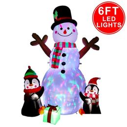 Décoration de fête 6 pieds Décorations gonflables de Noël Bonhomme de neige gonflable extérieur avec lumières LED rotatives pour décor de jardin de cour GIF Dhtyh