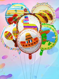 Décoration de fête 6pcs 18 pouces ronde Round Mexican Carnival Foil Balloons Decorations Ballon