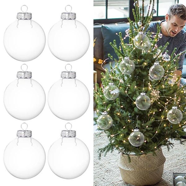 Décoration de fête 6pcs 6 / 8cm Christmas Transparent Ball transparent Clear Plastic Bauble Bauble Tree Ornement suspendu pour le mariage DÉCORD CADEAU DE DÉCOR