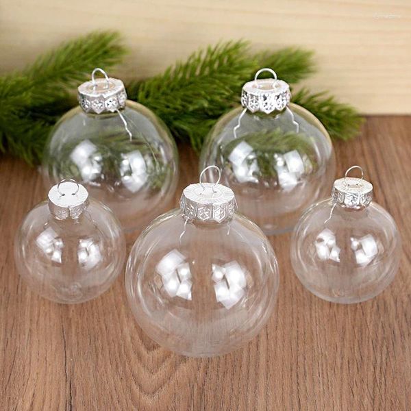 Décoration de fête 6pcs 6 / 8cm grandes balles de Noël arbre de Noël suspension en plastique en plastique décorations de balle transparente pour l'année à la maison 2024