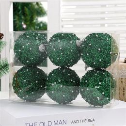 Décoration de fête 6 pièces 8cm boules de noël ornements d'arbre boule suspendue pendentifs de noël décor à la maison 2024 année cadeau Navidad