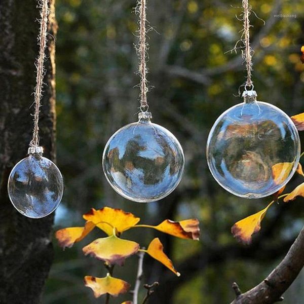 Décoration de fête 6pcs Boule de verre de Noël Clear Bauble Ornement de Noël Pendentif Mariage Fournitures DIY Événement Boule de mémoire ronde1