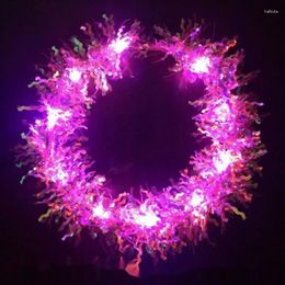 Décoration de fête 6pcs Bandons à LED de soie colorée Filles Couronne de cheveux lumineux Glow dans la fête des cheveux anniversaire de mariage sombre ACCESSOIRES