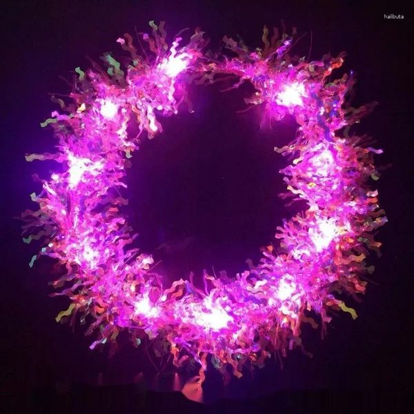 Decoración de fiestas 6pcs coloridas diademas lideras lideradas lideras coronas para niñas luminosa brillo en la oscura festa boda accesorios para el cabello