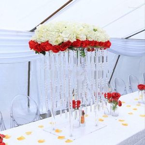 Decoración de fiesta 6 piezas) Candelabro de cristal Centro de mesa de boda Romántico Soporte de flores de cristal transparente Centros de mesa de acrílico
