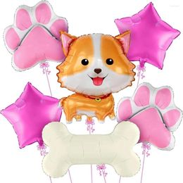 Decoración de fiestas 6 PPC Lindo Puppy Dog Foil Floys para animales de la jungla Niños Baby Shower Suministros de cumpleaños del primer cumpleaños