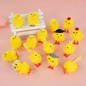 Feestdecoratie 6 stks paasgele mini chick simulatie pluche pluche schattige kip deco lente home tuin kinderen verjaardagsbenodigdheden