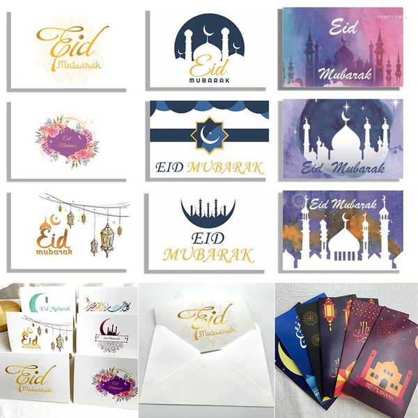 Décoration de fête 6 pièces Eid Mubarak cartes d'invitation église Ramadan décorations islamique musulman al-fitr carte de voeux décor 2022