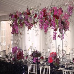 Decoración de fiesta, 6 uds., arcos de flores de Metal alto dorado, centros de mesa, arco de puente para mesa de boda 1566