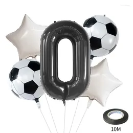 Décoration de fête 6pcs Helium Foil Globos Black Sports ballons décorations d'anniversaire enfants Boy 30inch Numéro Ball Soccer Supplies