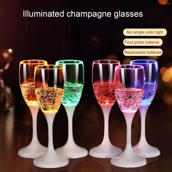 Décoration de fête 6pcs LED Light Up Cups Wine Champagne flûtes Set Wedding Favors Plastic Brinking Guzer Glass Decor