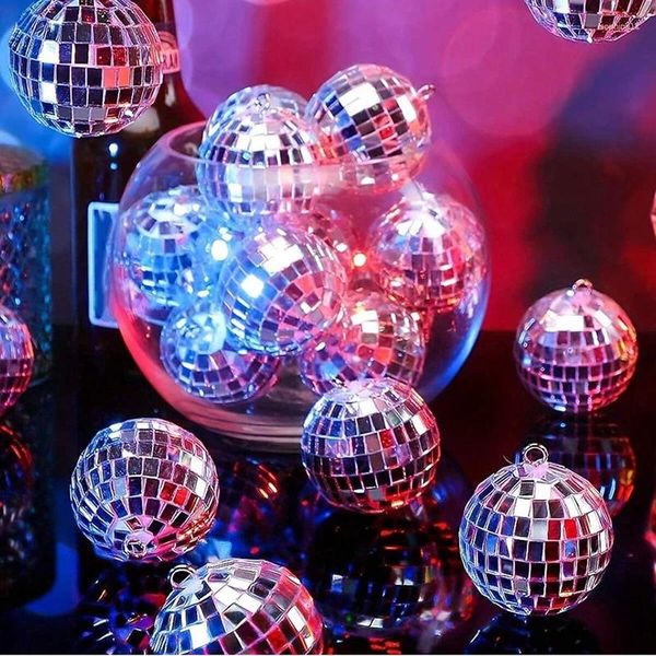 Décoration de fête 6pcs miroir réflexion décorative ball festival plastique célébration pendante gâteau de gâteau