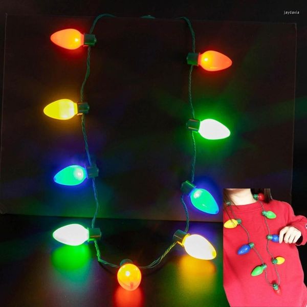 Décoration de fête 6pcs Nouveauté LED Light Up Christmas Bulb Necklace Holiday Decor