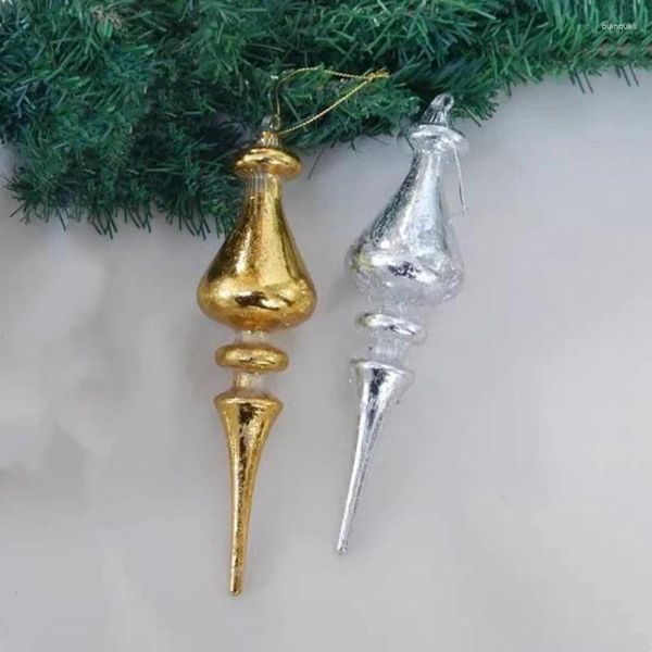 Decoración de fiestas 6 piezas/paquete Gold Sheet Glass Pends Día de Navidad Silver Hanging Ornament Friend Gift