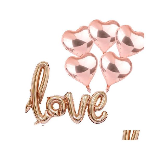 Décoration De Fête 6 Pcs / Ensemble Amour Coeur Feuille Ballons Grand Chiffre Hélium Décorations De Mariage Fournitures D'anniversaire Baby Shower Drop Deliver Dhxqg