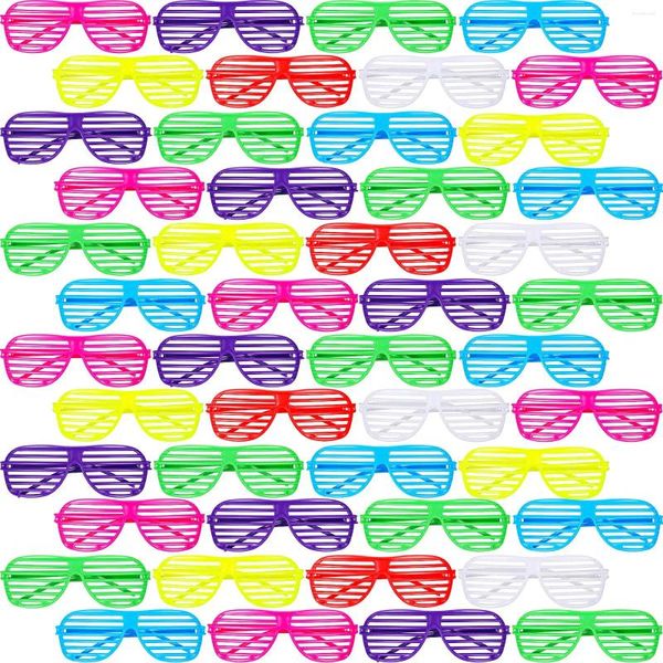 Decoración de fiesta 6 unids / set Gafas de obturador de color neón 80s 90s Favores Gafas para adultos Adolescentes Niños Disco Decoración de cumpleaños