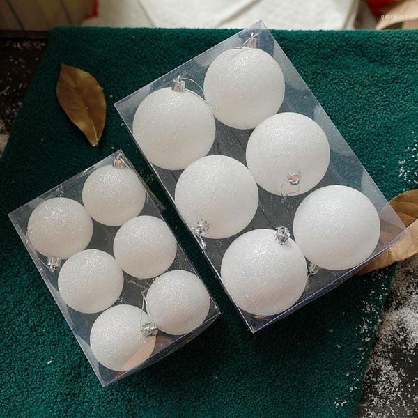 Décoration de fête 6 pièces boule de neige blanche ornement paillettes boule de neige scintillante noël pour arbre 6 cm/8 cm