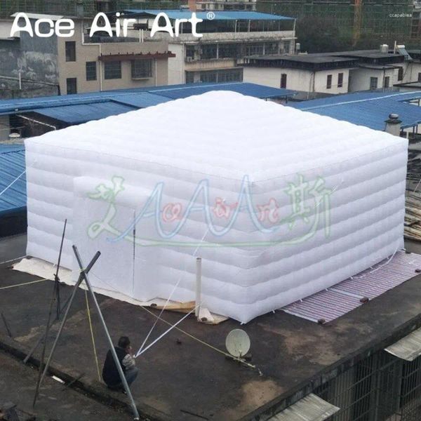 Décoration de fête 7.2x7.2x3.2mH belle tente gonflable blanche de cube explosent chapiteau avec ventilateur d'air gratuit pour le salon commercial d'événements en plein air