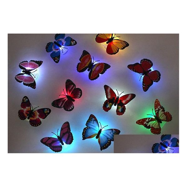 Décoration de fête 7 couleurs changeantes papillon nuit LED éclairage lumières lampe de Noël maison chambre décor Halloween livraison directe jardin Fe Dhoqa