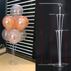 Décoration de fête 7 Tubes Ballons Stand Ballons Titulaire Colonne Clair Confetti Baloon Décorations D'anniversaire Enfants Baby Shower Fournitures De Mariage