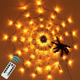 Décoration de fête 70 LED étanche Halloween Black Spider Web Light avec télécommande pour la maison cour jardin intérieur extérieur effrayant Halloween Decor 220908