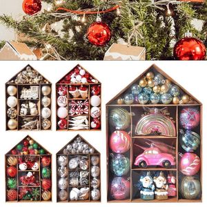 Décoration de fête 70pcs Ornements de Noël Ensemble de boules Pendentifs suspendus pour arbre de Noël Cadeaux de l'année à la maison 2023