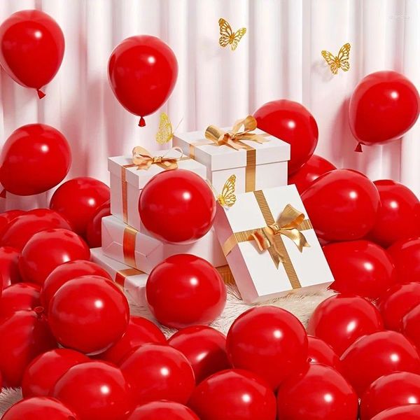 Décoration de fête 72pcs ballons en latex rouge adaptés aux anniversaires Baby-showers Mariages de la Saint-Valentin décorations avec rubans
