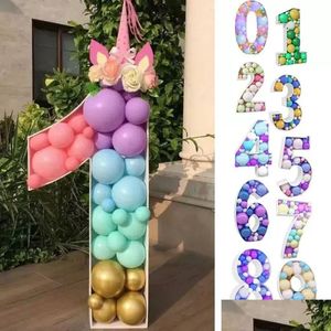 Feestdecoratie 73Cm Groot Nummer Frame Stand Ballon Vuldoos Diy Baby Douche Jungle Verjaardag Letter 1 2 3 Mozaïek Verjaardag Nieuwe Otkll