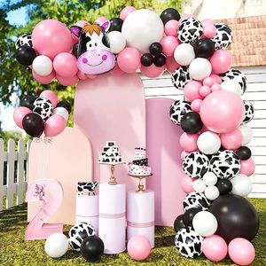 Décoration de fête 76pcs Ballon à thème de vache Garland Arch Kit de 12 pouces Chaîne d'impression pour la ferme pour bébé d'anniversaire