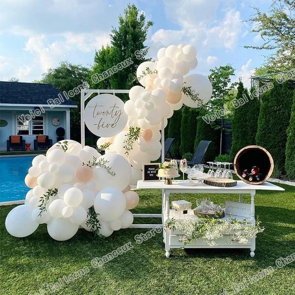 Décoration de fête 78pcs Guirlande de ballons blancs Mariage Anniversaire Baby Shower Décor Crème Peach Arch