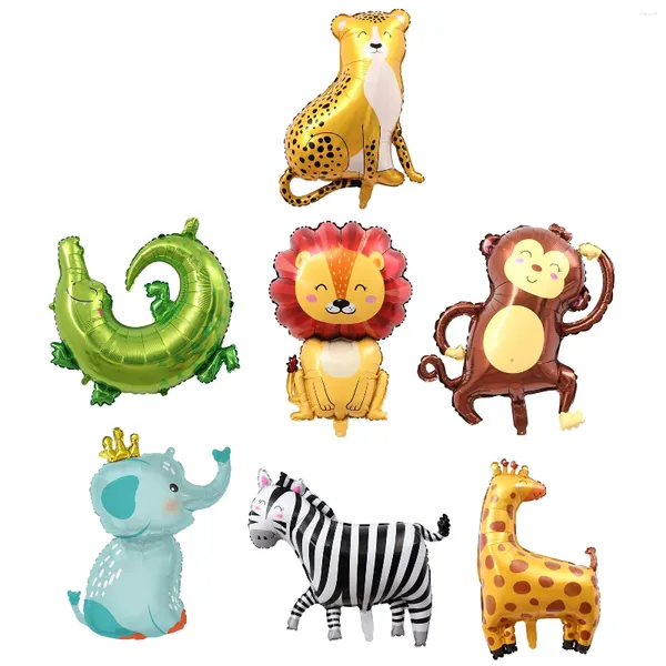 Décoration de fête 7pcs Zebra Elephant Birthday Zoo Alligator pour les ballons pour enfants Girafe