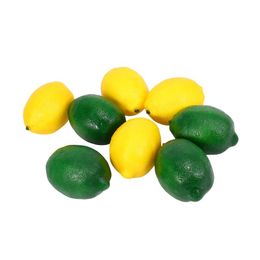 Décoration de fête 8 Pack Artificielle Faux Citrons Limes Fruits Pour Vase Remplissage Maison Cuisine Jaune Et Vert