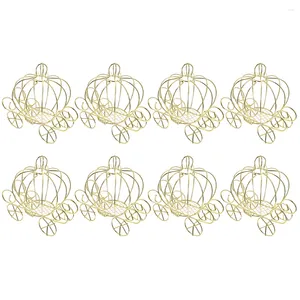 Décoration de fête 8 pcs mariage bonbons chariot citrouille chariot pièce maîtresse or décor cadeau saint valentin bijoux ornement conteneur