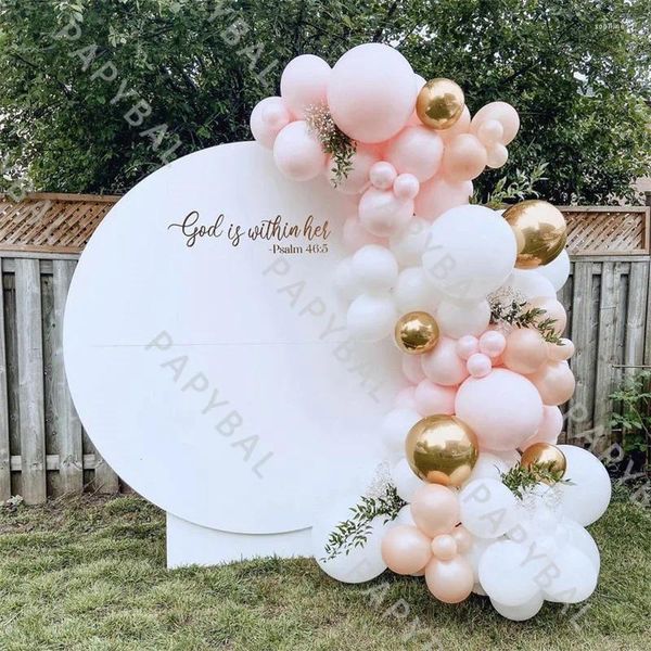 Decoración de fiesta 81 unids Macaron Pink White Globos Arco Garland Kit 4D Chrome Gold Globo para boda Cumpleaños Baby Shower