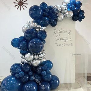 Party Decoratie 81pcs Matte marineblauwe ballonnen Garland Boy Birthday Decorations Chrome Silver Balloon Arch Baby Shower Gender Reveal Decor