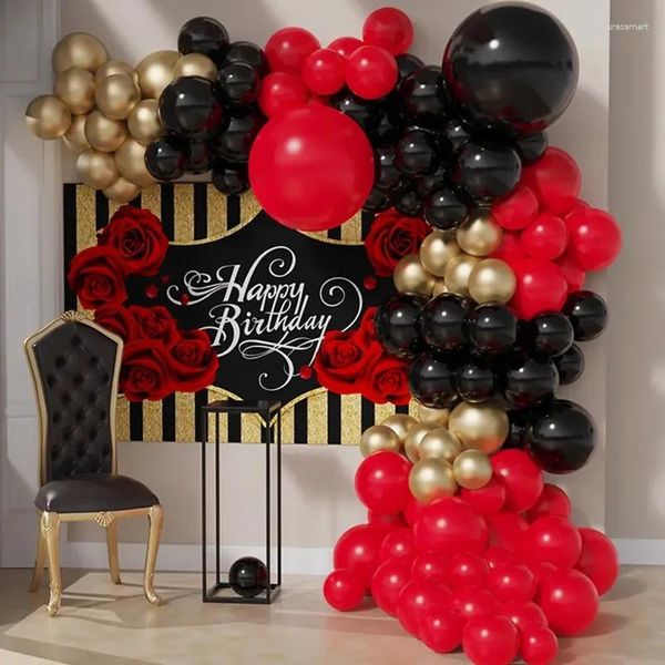 Decoración de fiestas 84pcs negro globo de oro rojo guirnalda arco de guirnalda de la boda cumpleaños jubilación baby shower navidad látex