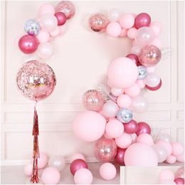 Feestdecoratie 86 stcs/set aron ballongarland boog kit baby roze ballonnen confetti voor douchmeisje verjaardag bruiloft drop levering dhmay