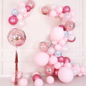 Décoration de fête 86pcs / Set Macaron Ballon Guirlande Kit Bébé Rose Ballons Confettis Pour Douche Fille Anniversaire Mariage 193z